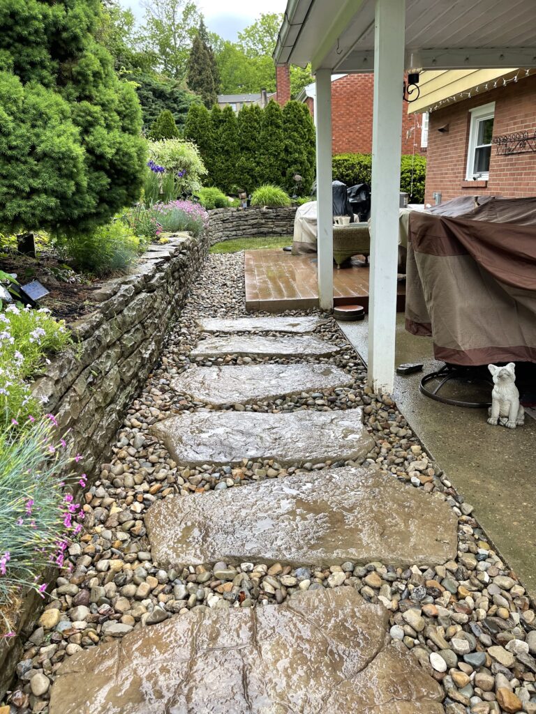 Gravel and stone walkway